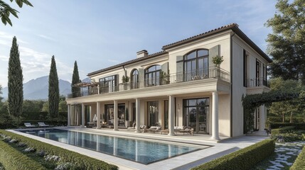 Luxury Villa with a Pool and Stunning Mountain View