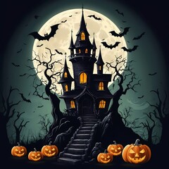 Sinister Halloween Decorations Under Full Moon