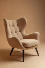 Stylish beige armchair on soft background