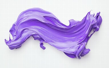 Fototapeta premium Lavender paint drifting softly in mid-air, creating a tranquil wave-like pattern on a white backdrop