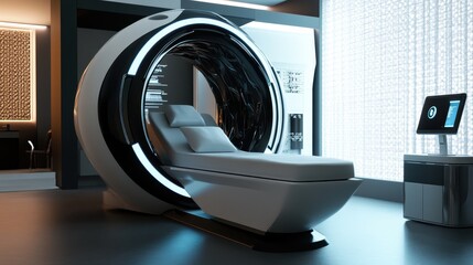 Futuristic CT Scan Machine in Advanced Imaging Center with Cutting-Edge Design