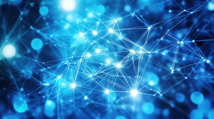 Abstract Blue Network with Glowing Points
