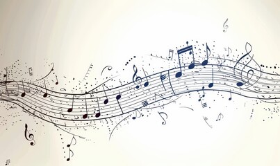 Embrace the rhythm with continuous line sketch of musical notes flowing on a light background