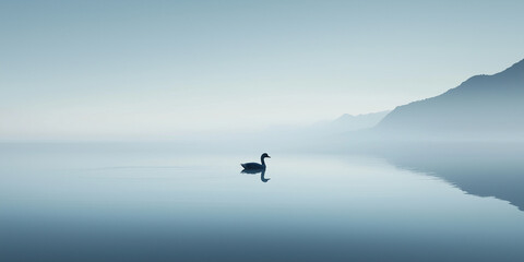 Fototapeta premium A single duck alone in the lake