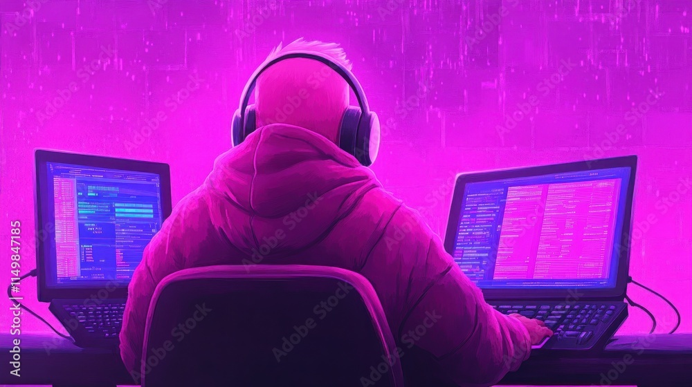 Poster coder in neon glow