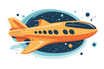 Obraz premium A futuristic concept of an interplanetary taxi transporting passengers from Earth to Mars, featuring sleek spacecraft designs and a vibrant cosmic background.