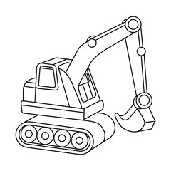 excavator coloring page for Kids friendly a cute Vector illustration hand drawn line artwork 