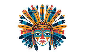 A vibrant Brazilian carnival mask adorned with feathers, gemstones, and colorful patterns, symbolizing the lively spirit of the carnival