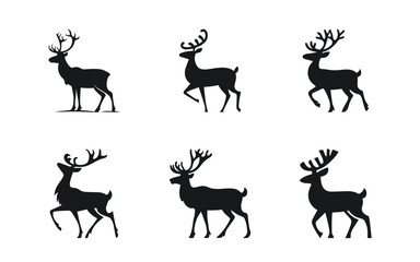 Set of Reindeer silhouette artwork vector illustration