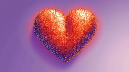 Fototapeta premium A vibrant, textured heart shape against a soft purple background.