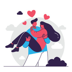 Romantic Couple Illustration Love and Affection Design valentine special couple flat illustration
