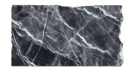 Textured gray marble slab with polished edges, ideal for contemporary architectural or design projects. Isolated on transparent background