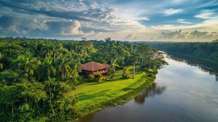 Fototapeta premium Jungle Lodge by the River