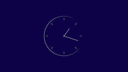 Clock icon flat style 24 Hour Day Fast Speed white color 4k illustration on dark purple background. Digital clock time rotation 360 4k illustration.