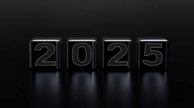 Year of the Wooden Snake 2025 - Futuristic Black Cubes Design