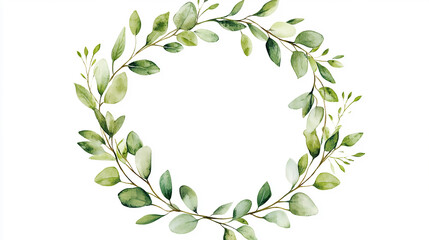 Fototapeta premium Hand drawn watercolor illustration. Spring leaves and branches. nature leaves frame in watercolor style illustration 