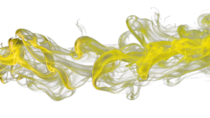 Yellow smoke border isolated on transparent background