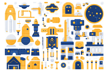 Obraz premium A visionary illustration representing the expansion of humanity to Mars, the Moon, and the solar system, featuring futuristic spacecraft, planets, and exploration symbols