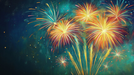 Fireworks Painting in New Years Eve