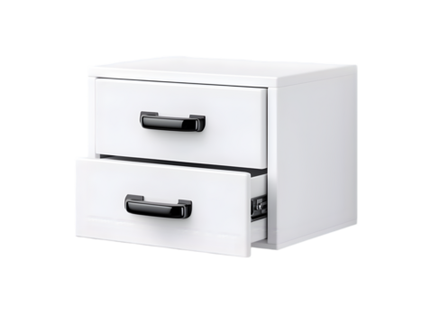 "Compact White Drawer Cabinet with Black Handles Representing Modern Storage Solutions"

