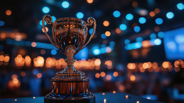 A proud employee receiving an award at a corporate event for their big achievements