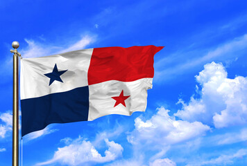 Radiant Flag of Panama Waving Under a Brilliant Blue Sky