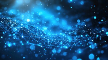 Obraz premium Abstract Blue Network with Glowing Dots