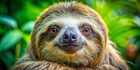 Naklejka premium Close-Up Sloth Portrait: Adorable Wildlife Photography