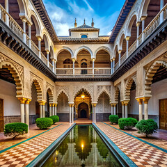 Fototapeta premium Spanish Courtyard with Reflecting Pool.