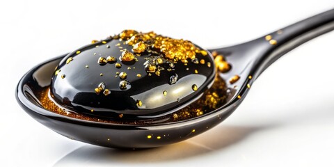 Extreme Close-up: Shilajit Resin's Golden Gleam - Worm's Eye View Photography