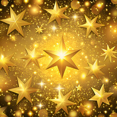 Golden stars sparkle on a festive background.