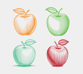 Apple Line art silhouette