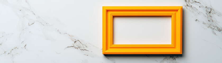 vibrant yellow picture frame on marble surface, perfect for showcasing art
