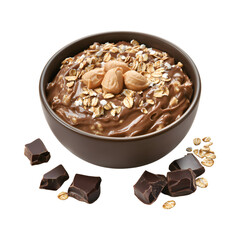 Palatable Chocolate peanut butter oats isolated on transparent background