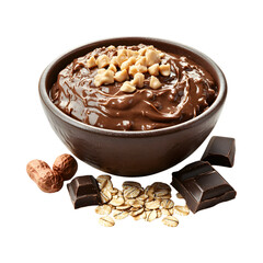 Palatable Chocolate peanut butter oats isolated on transparent background