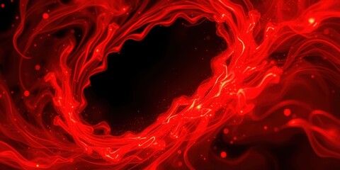 Abstract Red Energy Swirling in a Dark Vortex, Creating a Glowing Frame