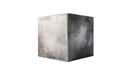 Polished concrete block with smooth edges and subtle texture, ideal for modern industrial designs. Isolated on transparent background