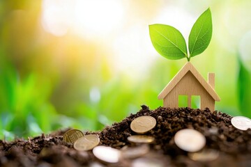 Sustainable growth of a house with a plant garden symbolic representation natural setting close-up view eco-friendly concept