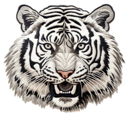 PNG Tiger shape in embroidery style drawing animal mammal.