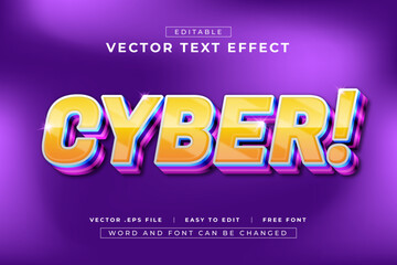 Editable 3D Cyber ​​text effect with background gradient