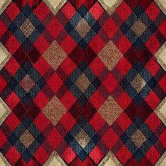 Rustic red and navy plaid pattern.
