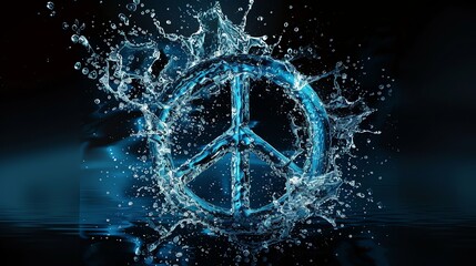 Naklejka premium A peace sign made of water with a splash effect.