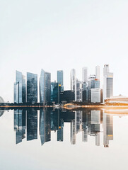 Cityscape reflection in calm water. (1)