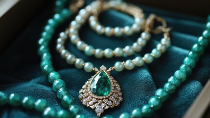 Elegant Jewelry Collection Featuring Pearls, Gemstones, and Gold