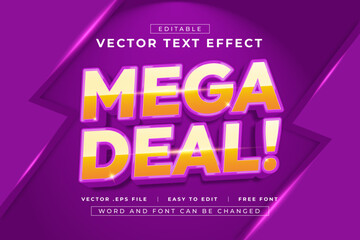 Mega Deal 3D editable text effect on purple background