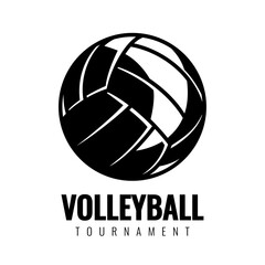 Volleyball ball black and white icons. Symbol or emblem. Vector illustration.