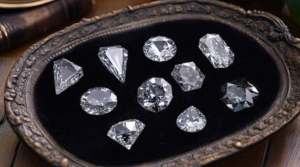 Assorted Brilliant Cut Decorative Gems on Velvet Background