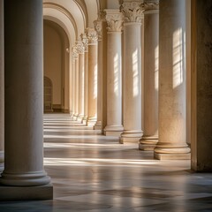 columns of Klis Church, showcasing the grand interior space with soft natural light, creating a serene