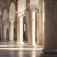 Klis Church interior, highlighting the grandeur of the columns and the architectural beauty of the space,