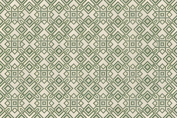 Obraz premium Geometric repeating pattern. light beige background with dark green/gray design.